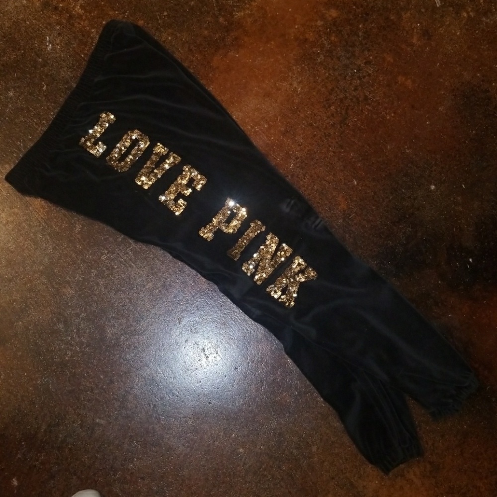 Black & gold VS PINK sequin tracksuit pants Small